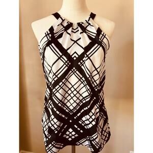 WHITE HOUSE BLACK MARKET Satin Halter Tank Geometric Size X-Small